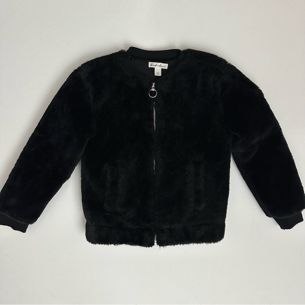 Derek Heart Black Faux Fur Jacket Size 6/6X Girls